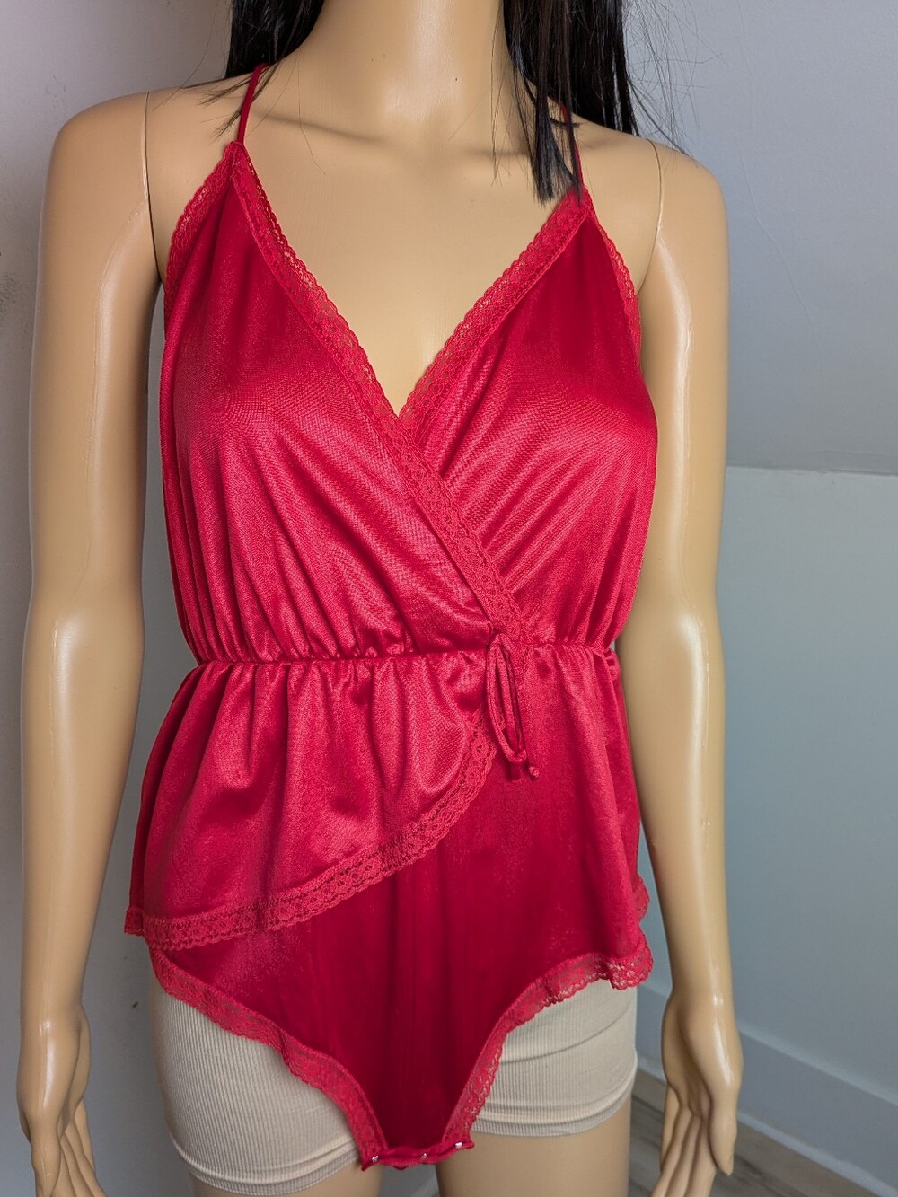 Vintage Avon Teddy Body Suit Lingerie Cherry Red